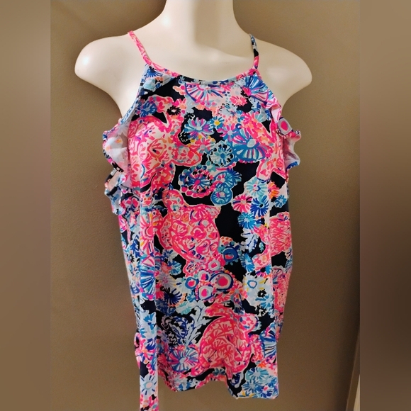 Lillie Pulitzer Billie Ruffle Tank Sleeveless Size Medium - Picture 1 of 6